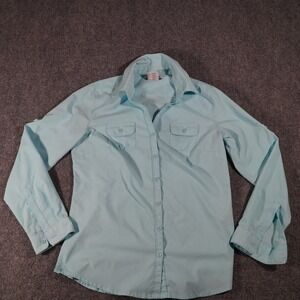 Columbia Sportswear Women's‎ Light Blue Omni Shade Long Sleeve Button Up Shirt M